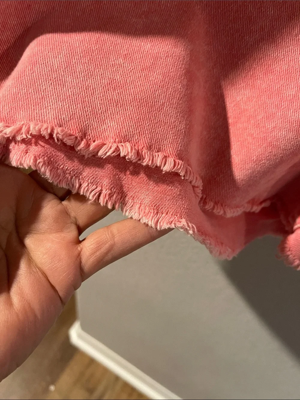 Terra & Sky Coral Pink Denim Cutoff Shorts - Picture 3 of 4
